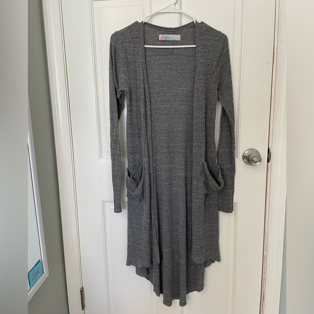 Free People Beach Long Gray Cardigan